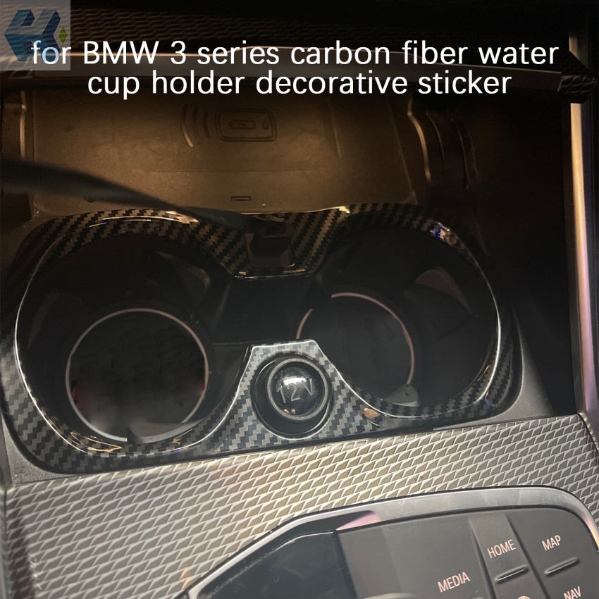 Khung Viền Trang Trí Khay Đựng Cốc Nước Trên Xe Hơi BMW 3 Series 320 325 G20 2019-2021 Bằng Sợi Carbon