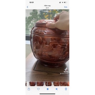 Giỏ Ủ Hoạ Tiết Đồng Quê Khắc Nổi ( tặng ấm tích)