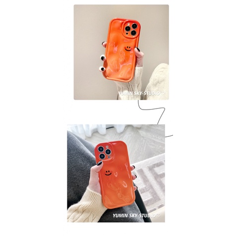 Ốp Điện Thoại Mềm Chống Rơi Họa Tiết Mặt Cười Màu Cam Cho Iphone 14promax 13 13promax 12 14pro 11