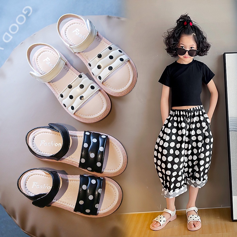 Xăng đan Công Chúa Chấm Bi Thiết Kế Đơn Giản Mẫu Mới Thời Trang Mùa Hè Dành Cho Bé Gái