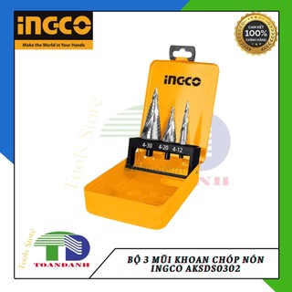 Bộ 3 mũi khoan chóp nón ingco aksds0302