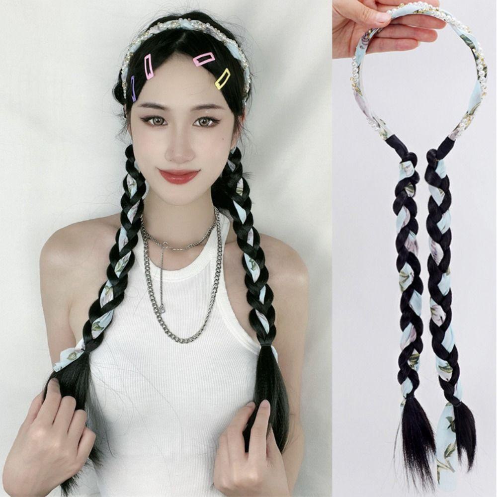 MXGOODS Bím Tóc Giả Màu Đen Bằng Sợi Tổng Hợp Cao Cấp Dành Cho Nữ