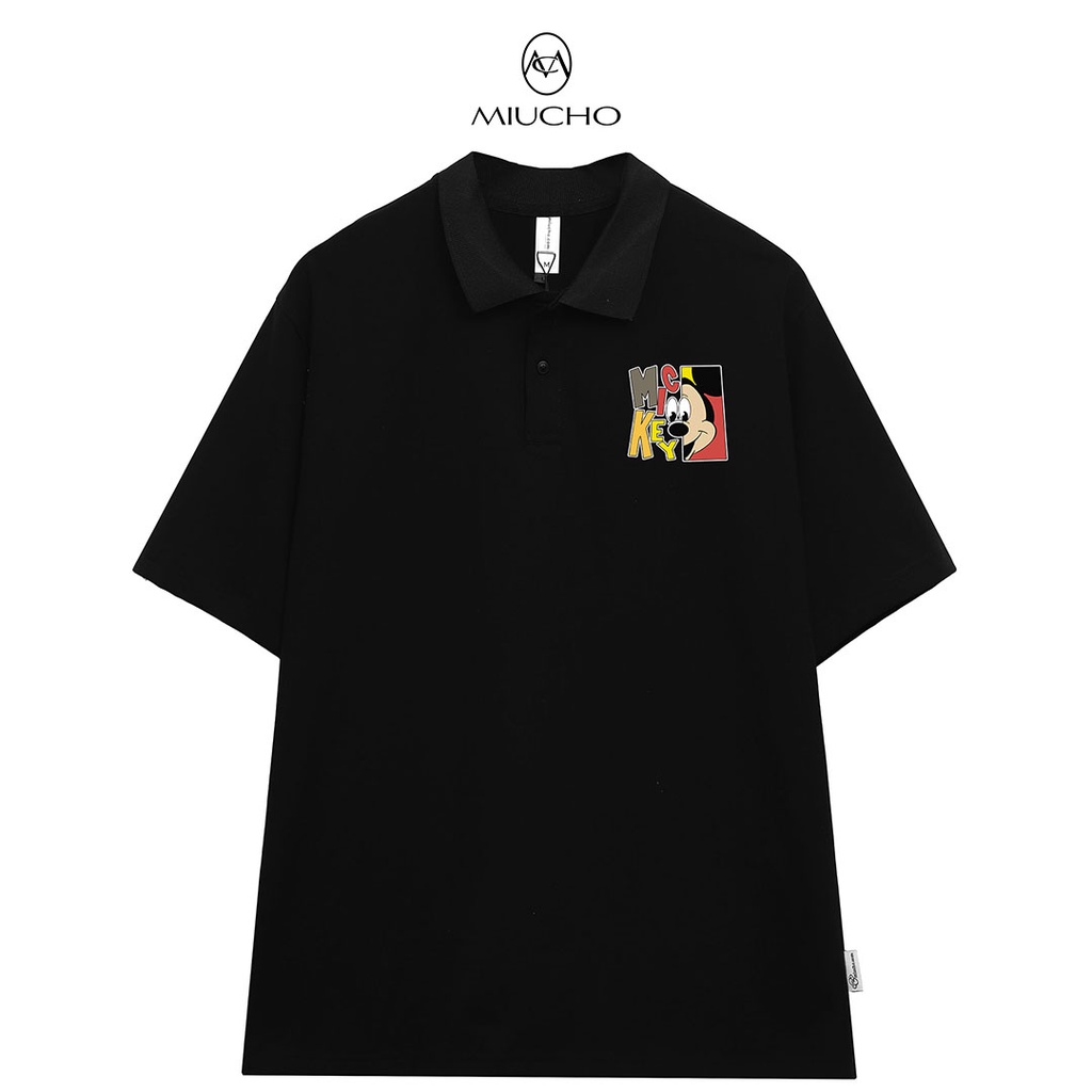 Áo polo nữ form rộng có cổ đẹp chất cotton form unisex PL036 Miucho in hình họa tiết