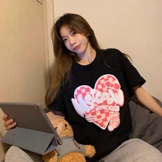 Áo Thun Unisex From Rộng In nổi trái tim gấu hồng