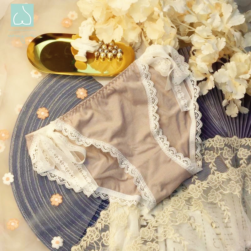 Quần Lót Cotton Dài Trung Bình Buộc Dây Dễ Thương Phong Cách Nhật Bản Cho Nữ