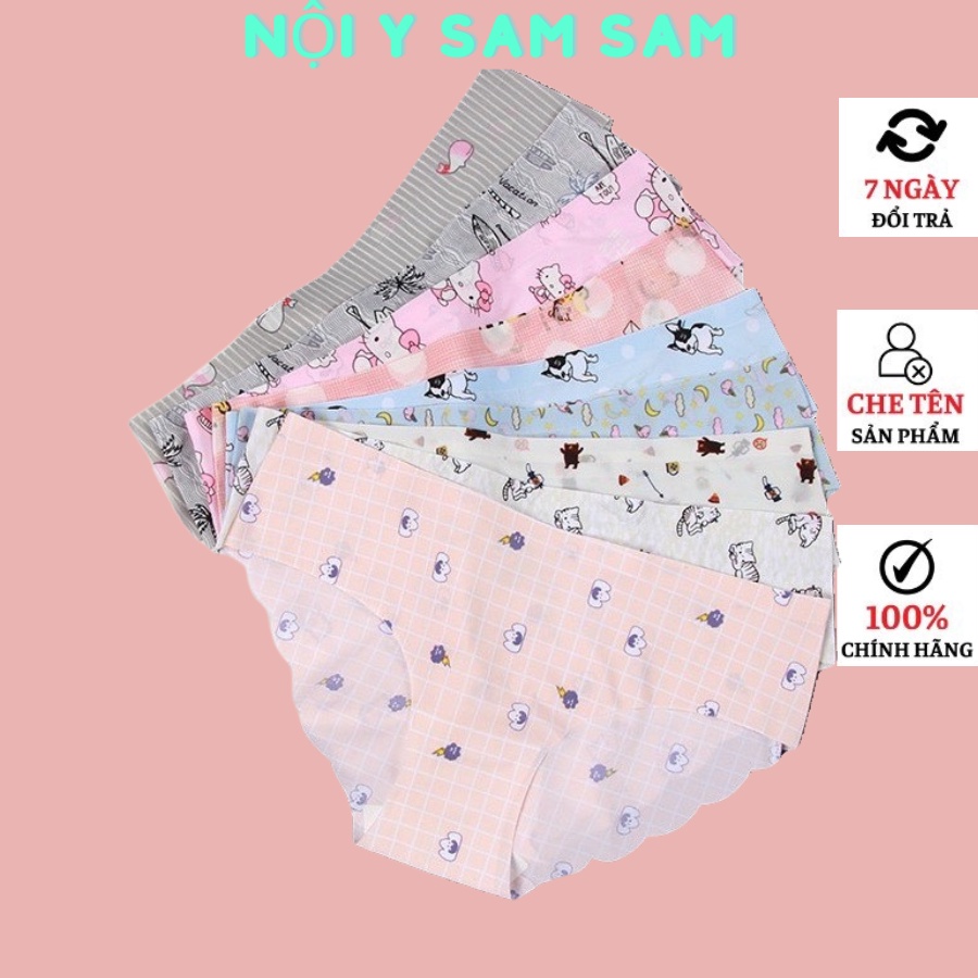 Quần Lót Nữ Lót Su SAM SAM Không Đường May Họa Tiết Đáy Lót Khàng Khuẩn Free Size 40-62kg