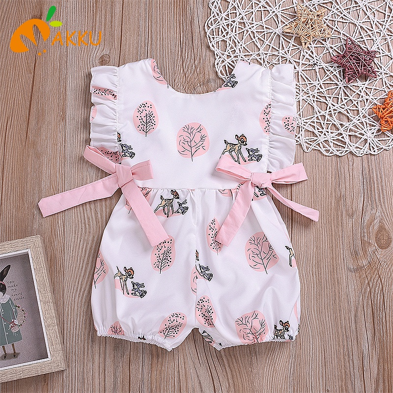 Áo Liền Quần Sát Nách In Hoạt Hình Dễ Thương Thời Trang Mùa Hè Cho Bé Gái