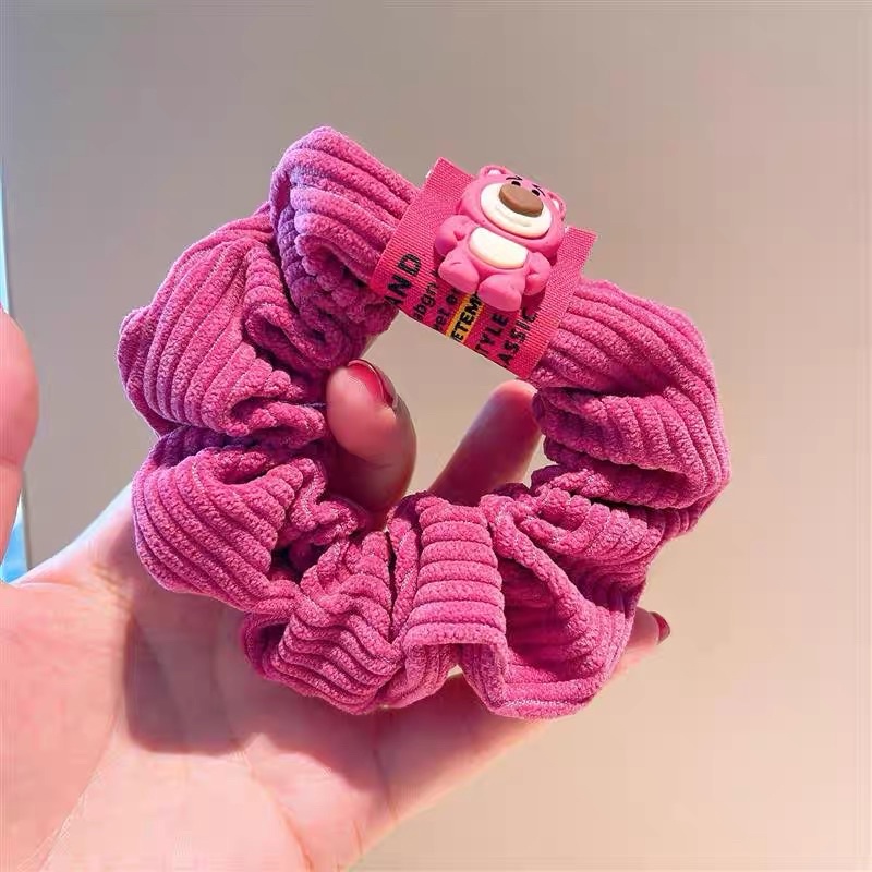 Cột tóc scrunchies hình gấu dâu tây lotso dễ thương cho nữ đẹp hottrend hàn quốc De Perier