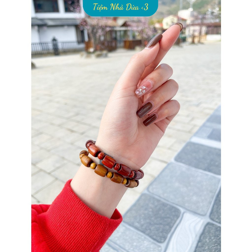 Vòng đeo tay Gỗ Hương Đốt Trúc cho nam nữ, mang phong cách phật giáo cực đẹp và rẻ của Tiệm Nhà Dứa