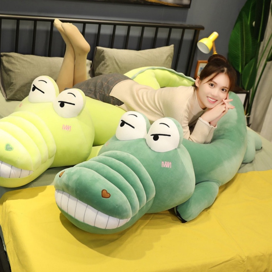 Gấu Bông Cá Sấu Mặt Ngáo 50cm - Gối Ôm Hình Thú Nhồi Bông Hình Con Cá Sấu Cute Đáng Yêu