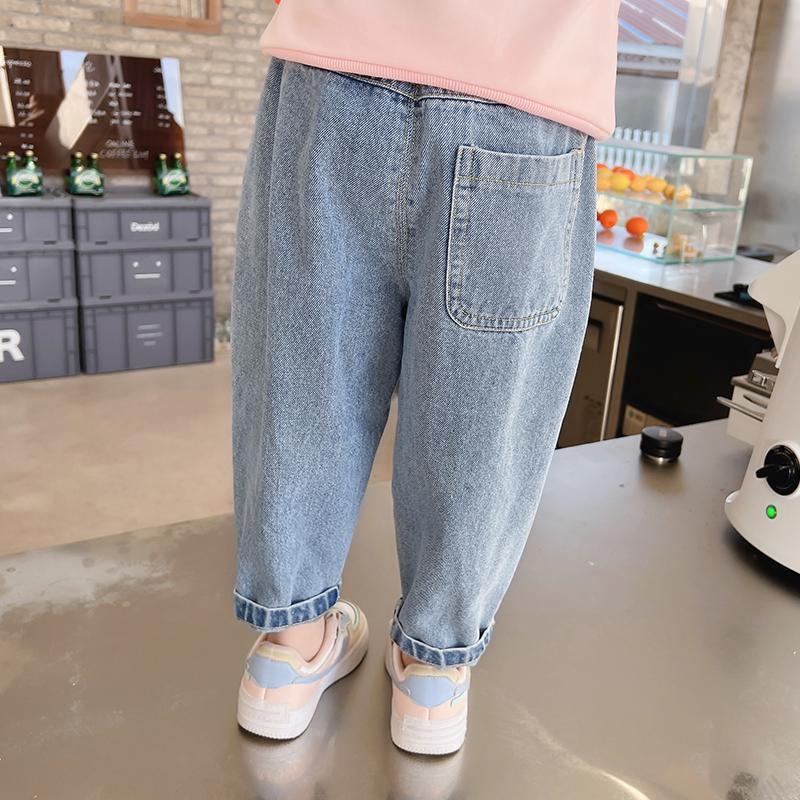 Quần Jean Dài In Hoạt Hình Gấu Dễ Thương Thời Trang Xuân Thu Cho Bé Gái