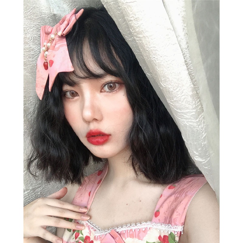 Bộ Tóc Giả Xoăn Ngắn Màu Trắng Hồng Nhạt Phong Cách Lolita Đáng Yêu Dành Cho Nam Nữ