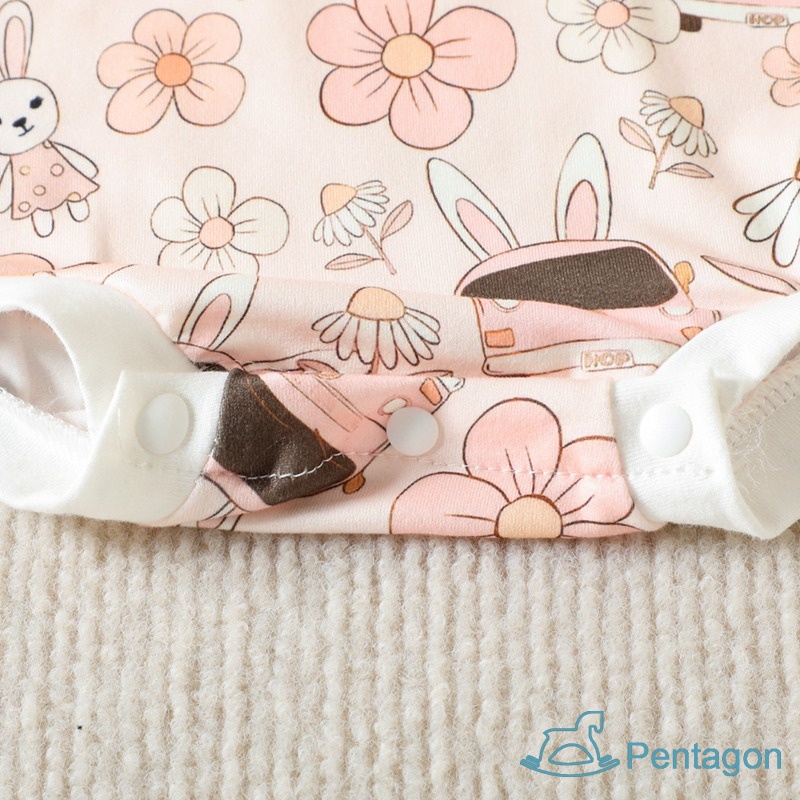 Áo Liền Quần Tay Ngắn Cổ Tròn Bằng Cotton In Họa Tiết Xinh Xắn Thời Trang Mùa Hè Cho Bé Gái 0-24 Tháng Tuổi