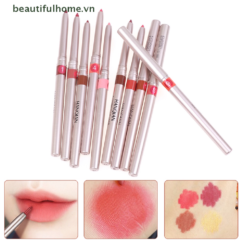 Bút Kẻ Viền Môi 10 Màu Lì Tự Động Xoay Chống Thấm Nước Lâu Trôi