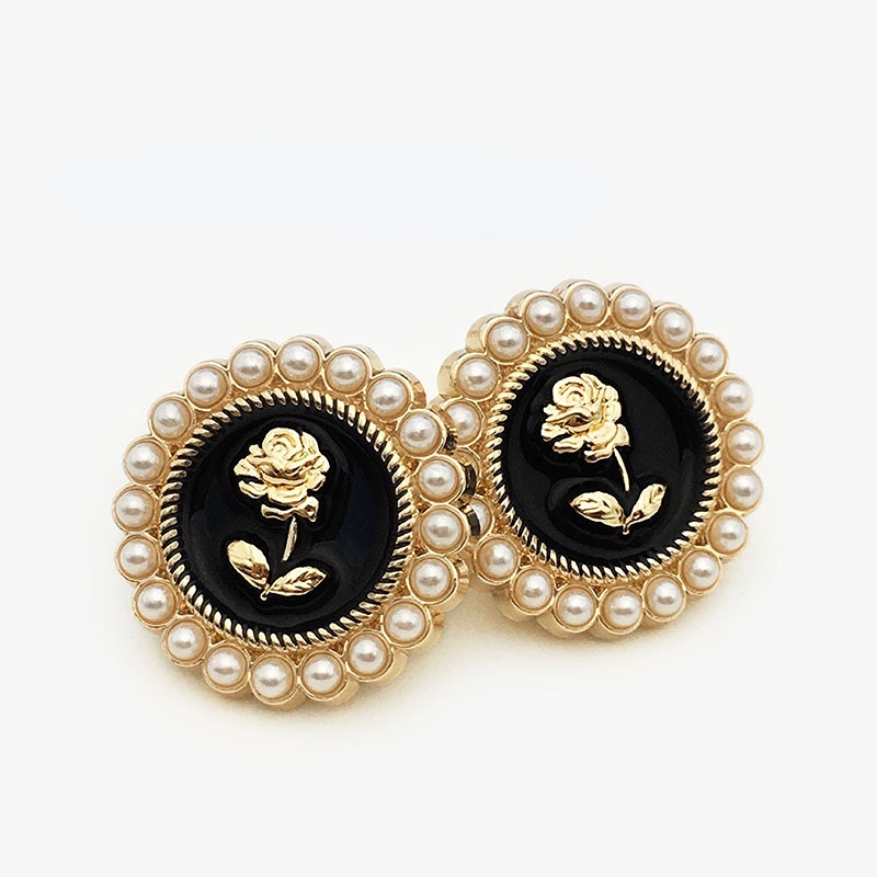 Set 5 Nút Áo Hình Hoa Hồng Đính Ngọc Trai Sang Trọng