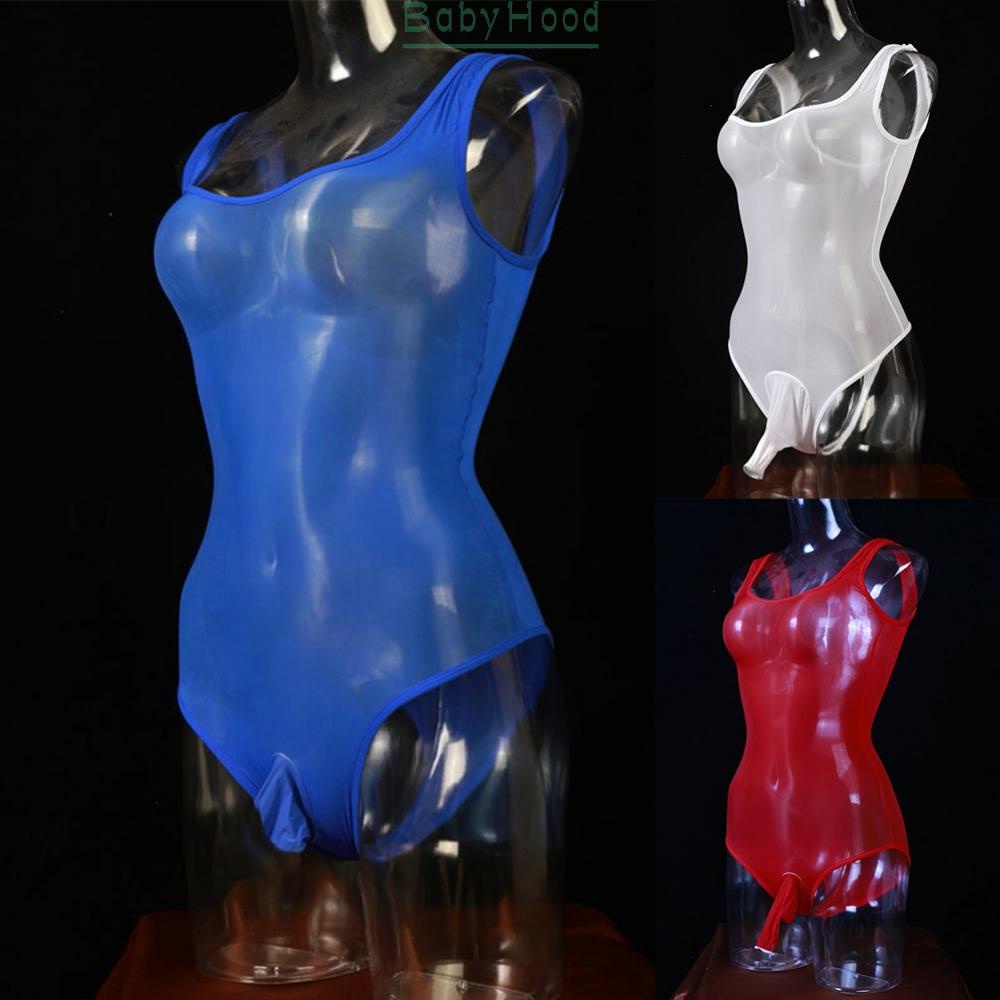 Bodysuits Jumpsuits Man Mesh Oil Shiny See Through Sexy Sheer Stocking#BBHOOD