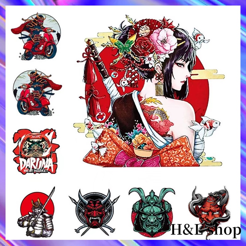 Miếng Dán Phản Quang Họa Tiết Samurai Hoạt Hình Trang Trí Xe Hơi / Xe Máy