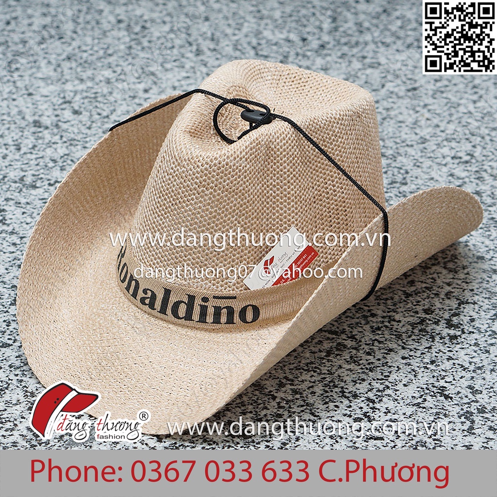 Mũ nón Cowboy Cao bồi Cói Vàng Nâu