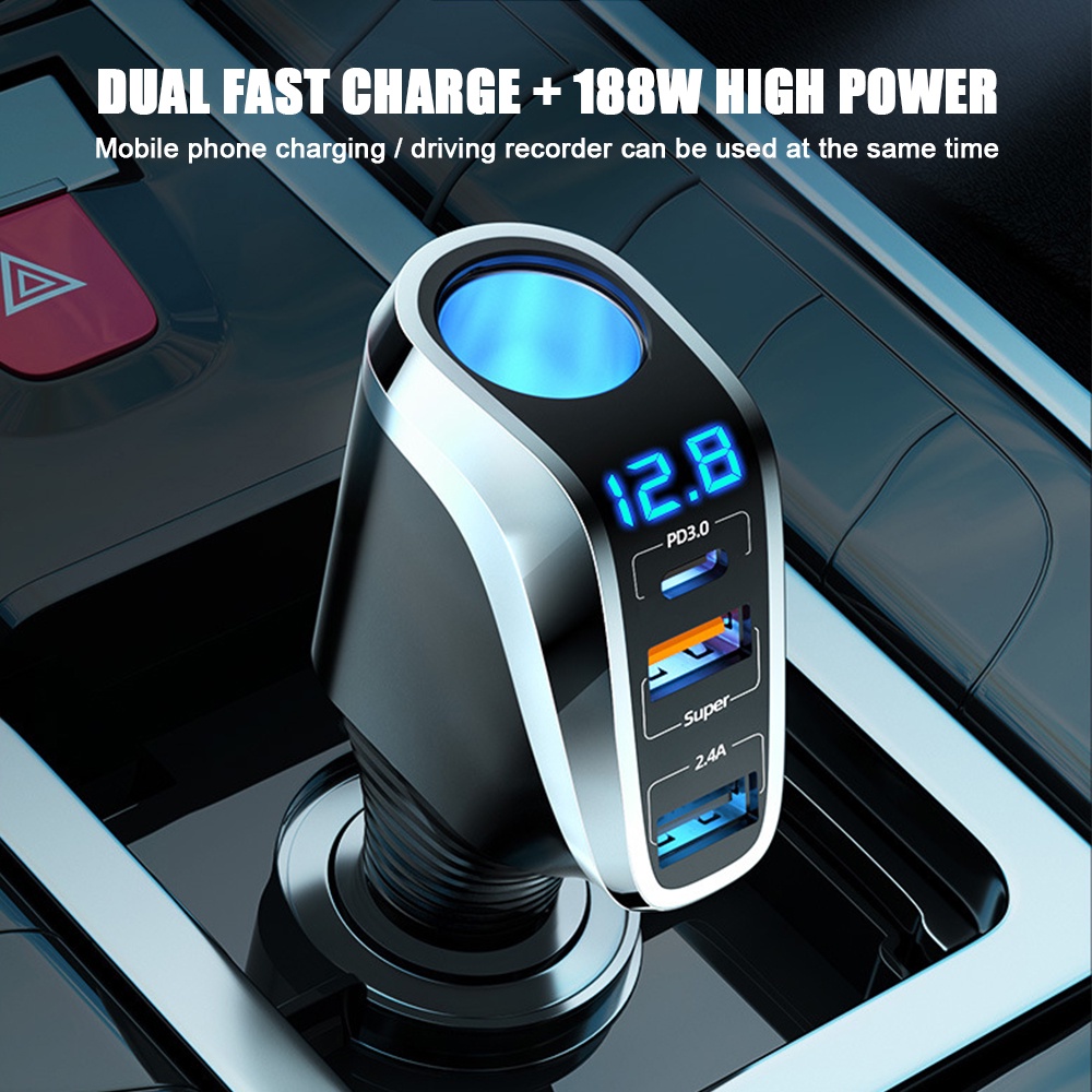 Tẩu Sạc Nhanh QC3.0 / PD Cổng USB 66W DC 12V / 24V Cho Xe Hơi