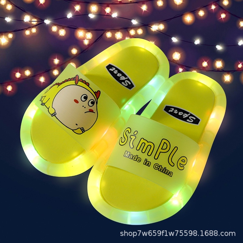 Dép Đi Trong Nhà Đế Mềm Chống Trượt In Hình Khủng Long Dạ Quang Dễ Thương Thời Trang Mùa Hè Cho Bé Trai Và Gái