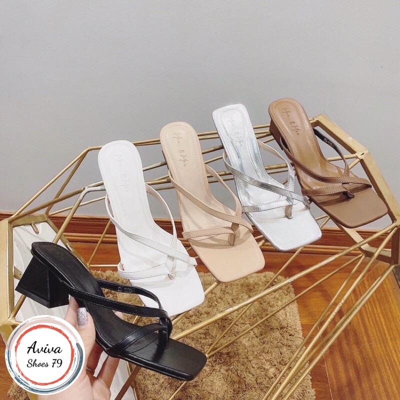 Giày gót Chéo 3cm da mờ gót vuông xinh xắn bền đẹp hót quanh năm.