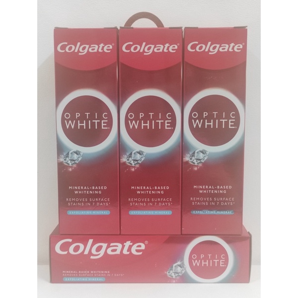 Kem đánh răng trắng răng Colgate Optic White từ khoáng núi lửa/tinh thể khoáng trắng 100g/tuýp