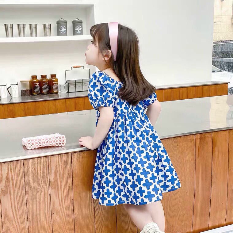 Babyfair Đầm Bé Gái Tay Phồng Ngắn Dễ Thương Thanh Lịch In Hoa Đáng Yêu Cho Trẻ Em