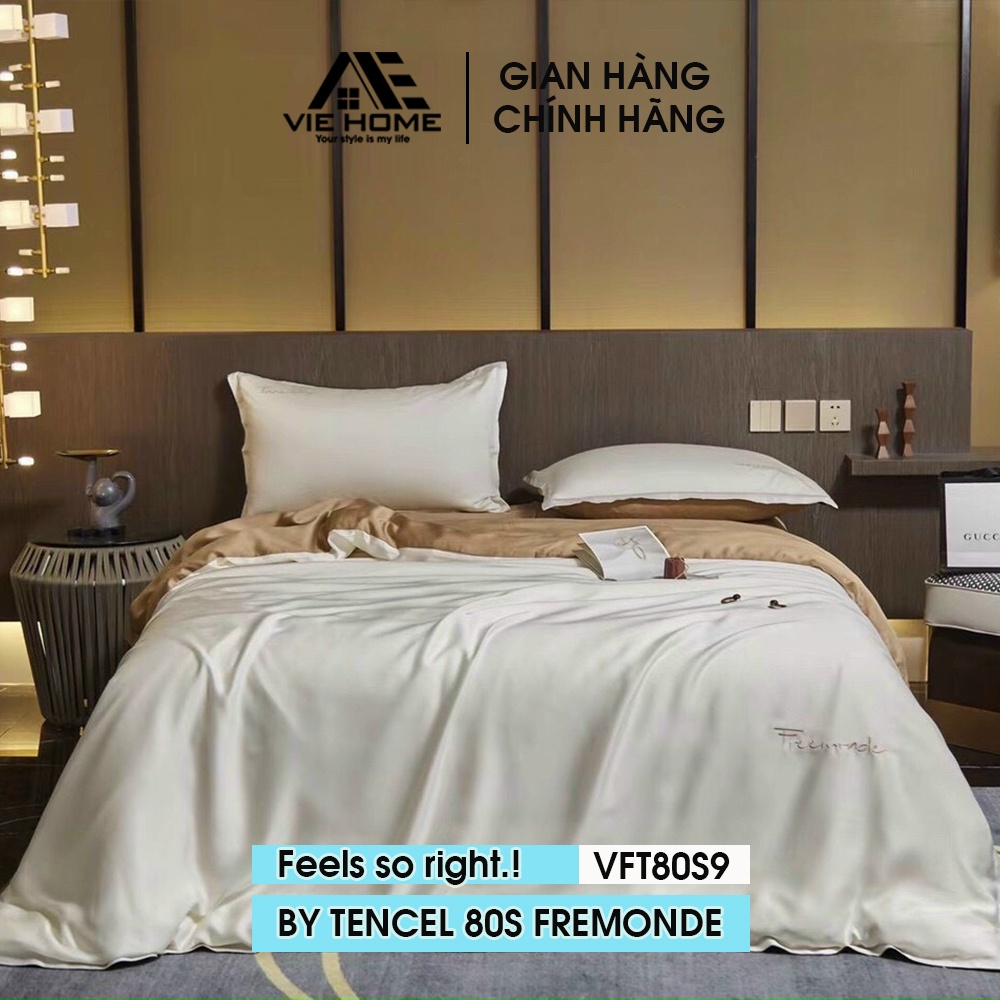 Bộ chăn ga gối Lụa Tencel 80S FREEMONDE nhập khẩu  VIE HOME - Bedding cao cấp full hộp sang trọng M6/M8