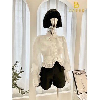 Set sơ mi cổ bèo, quần short nơ ASHLEY