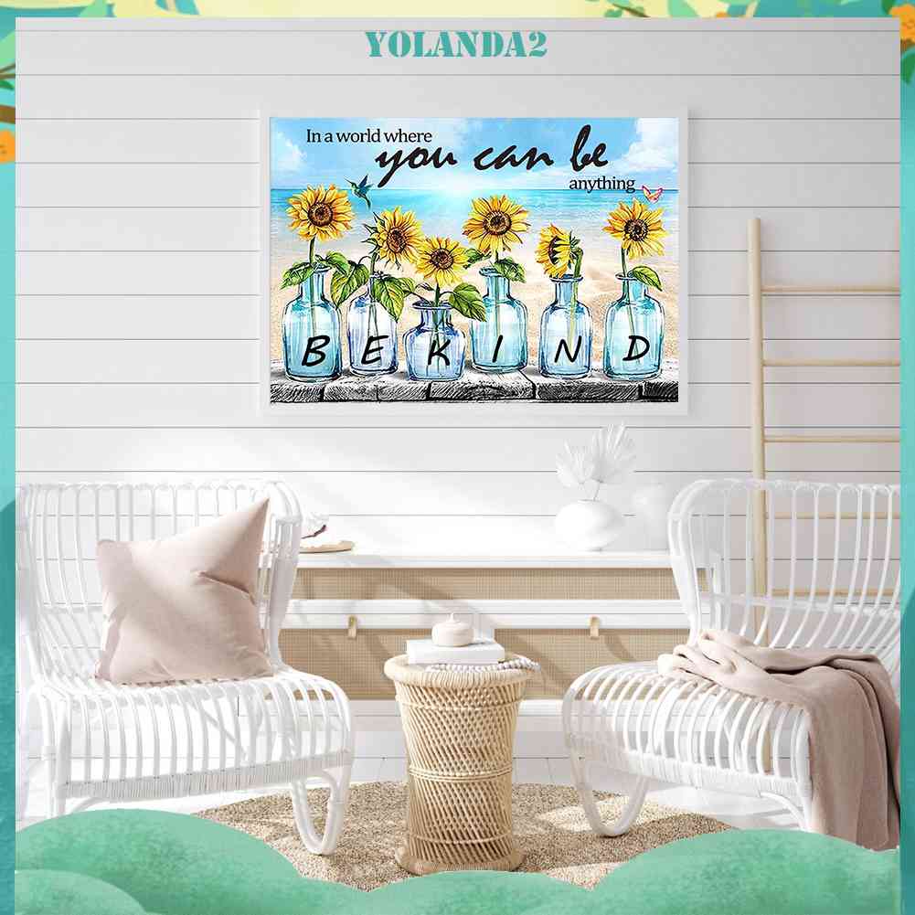 Tranh Đính Đá Kim Cương Toàn Bộ 5D DIY Hình Bình Hoa Hướng Dương