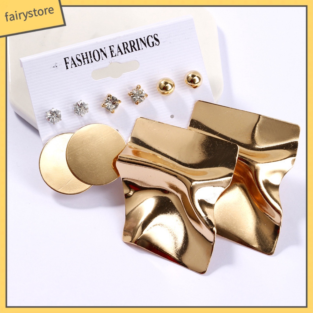 1 Bộ Khuyên Tai Vòng Hình Học Bằng Kim Loại Bắt Mắt Cho Nữ Dự Tiệc [Fairy1] 1