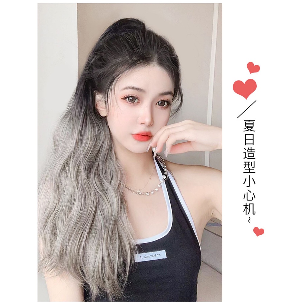 Tóc Giả Đuôi Ngựa 45cm Xoăn Màu Đen / Nâu / Xám