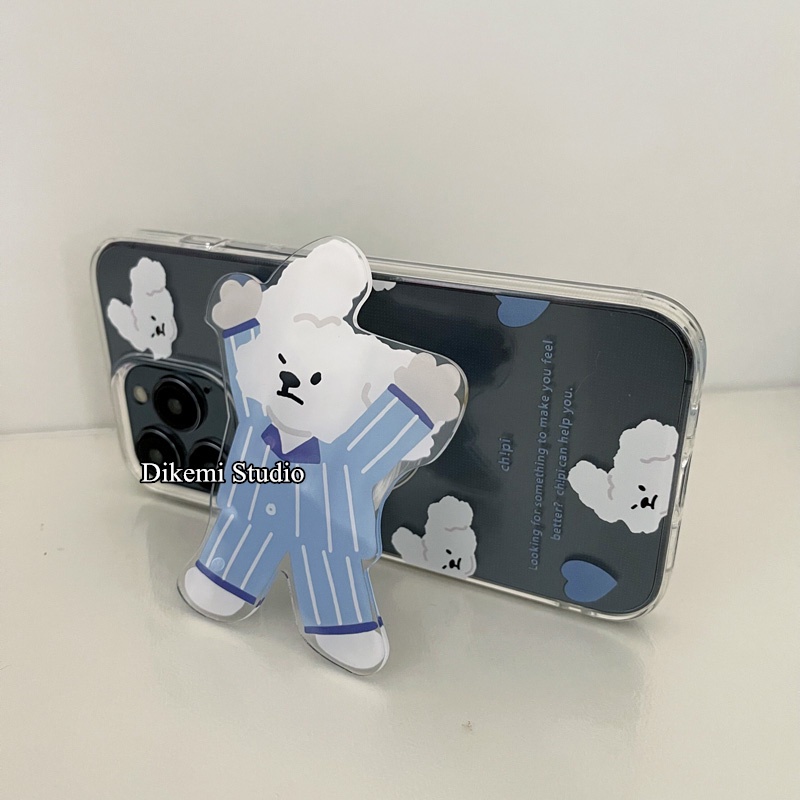 Ôp Điện Thoại Silicon Dẻo Trong Suốt Họa Tiết Chú Chó Mặc Đồ Ngủ Dễ Thương Cho iphone15 / 13promax / 14pro / 13 / 12 / 11 Ốp
