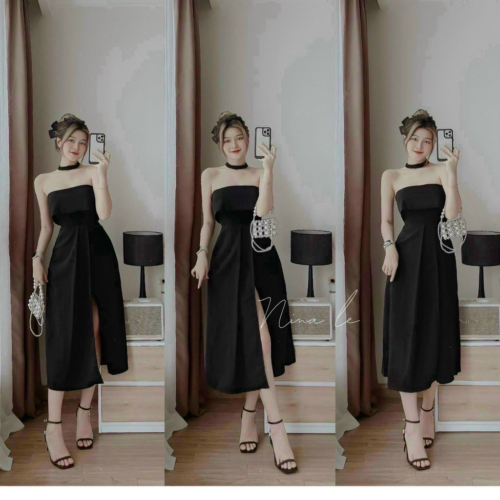 Đầm Váy Thời Trang Nữ Cúp Ngực Xẻ Tà Điệu Đà ( Có Lót Trong Và Vòng Cổ)