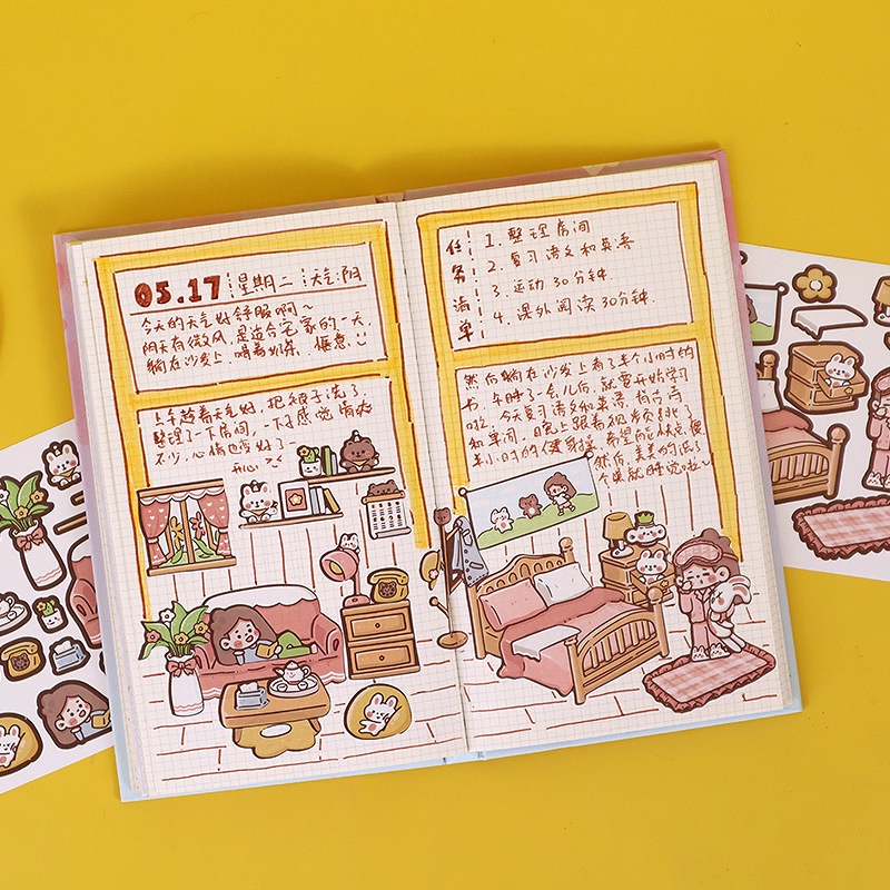 Bộ sticker hoạt hình dán ghép phong cảnh