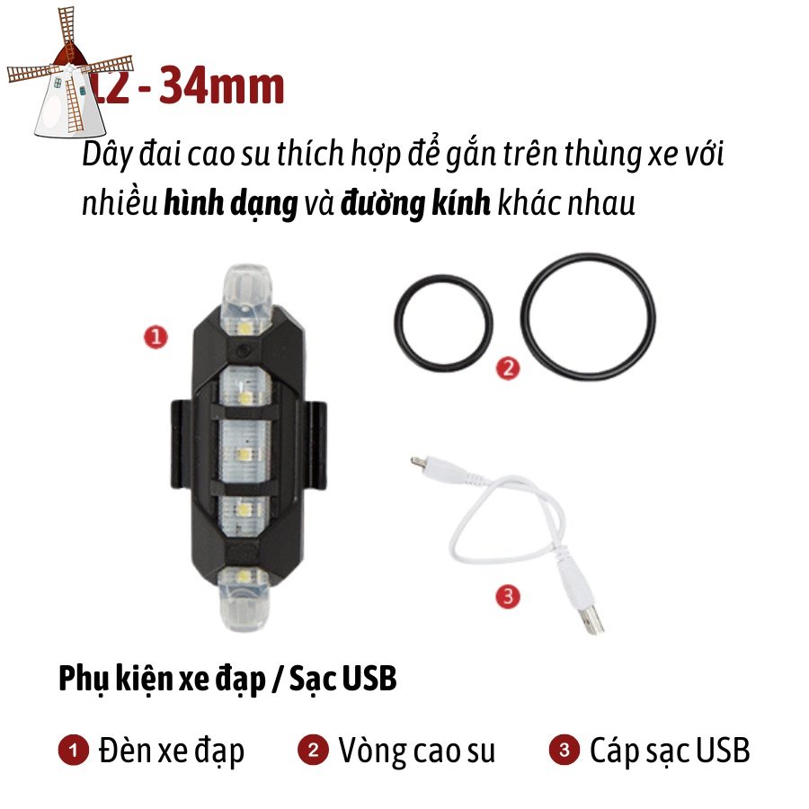 Đèn xe đạp hậu LED thể thao, đèn hậu xe đạp siêu sáng DH01 | BigBuy360 - bigbuy360.vn