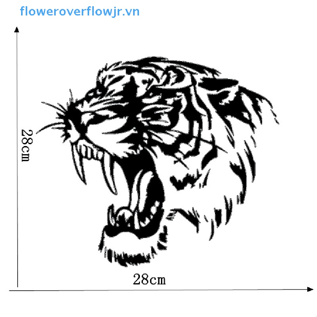 Đề Can Vinyl Hình Đầu Hổ Mạnh Mẽ Cá Tính Trang Trí Xe Hơi / Xe Máy Kích Thước 28X28CM