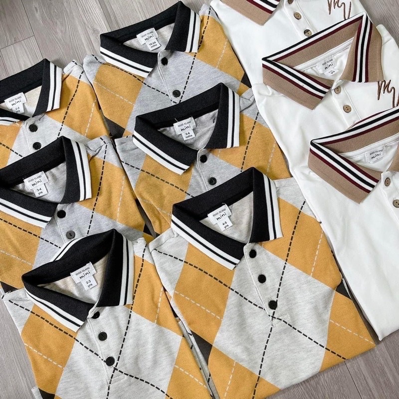 SET 2 ÁO POLO CỔ BẺ TRÁM VÀNG- TRẮNG BT