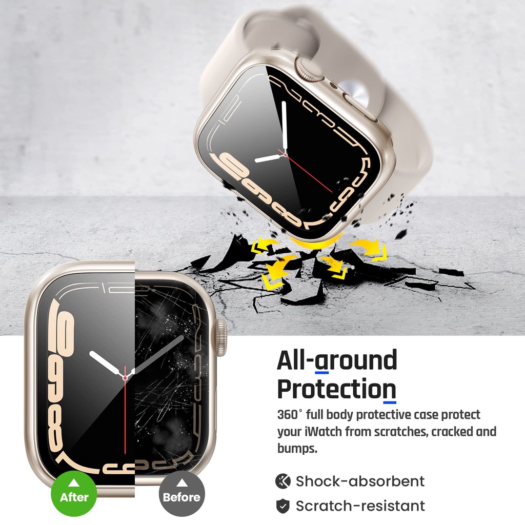 Kính Cường Lực Bảo Vệ Màn Hình Chống Nước Cho Apple Watch 7 8 45mm 41mm 49mm 44mm 40mm iWatch 4 5 SE 6 7 8 Ultra