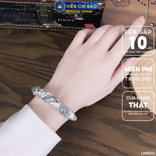 Kiềng tay lý ngư liên hoa new (có charm) chất liệu bạc Thái 925 thời trang phụ kiện trang sức nữ Viễn Chí Bảo L000213