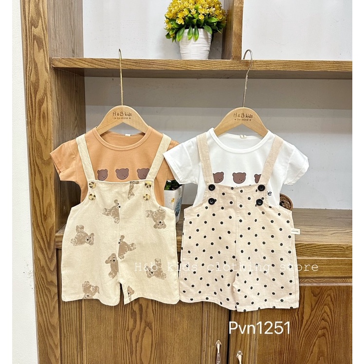 Set yếm áo gấu cưng xỉu cho bé trai bé gái từ 8-17kg (Dưới 5T)