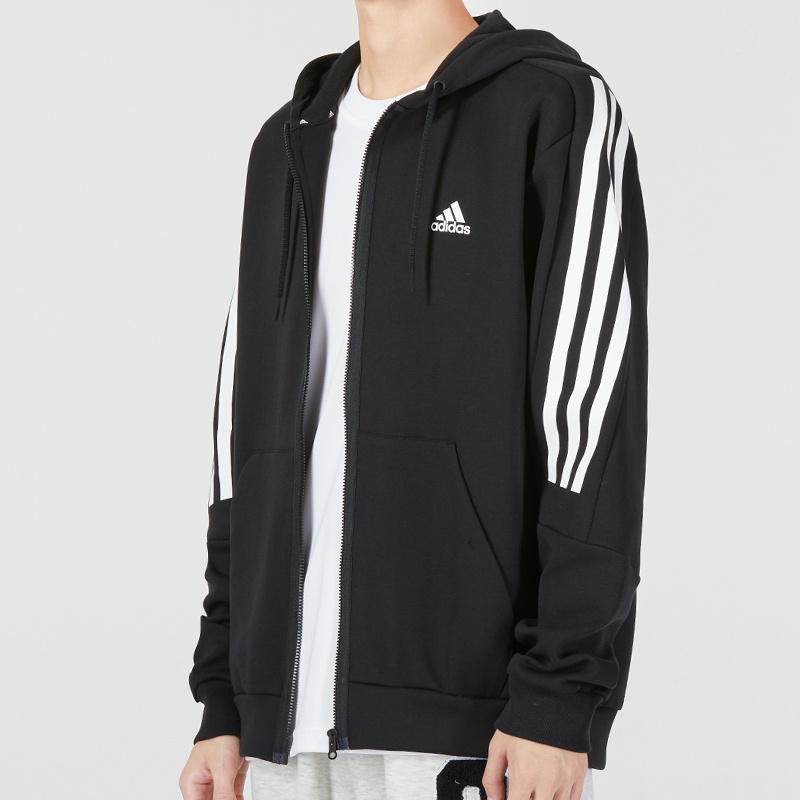 Áo khoác adidas nam áo khoác thể thao dệt kim có mũ trùm đầu thoải mái