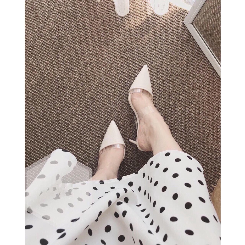 Sục nữ cao gót da mũi nhọn gót nhọn 7 phân cao cấp - Dazzling shoes Da800