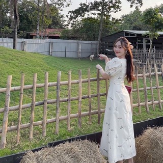 ĐẦM HOA XÔ THÊU CỔ V