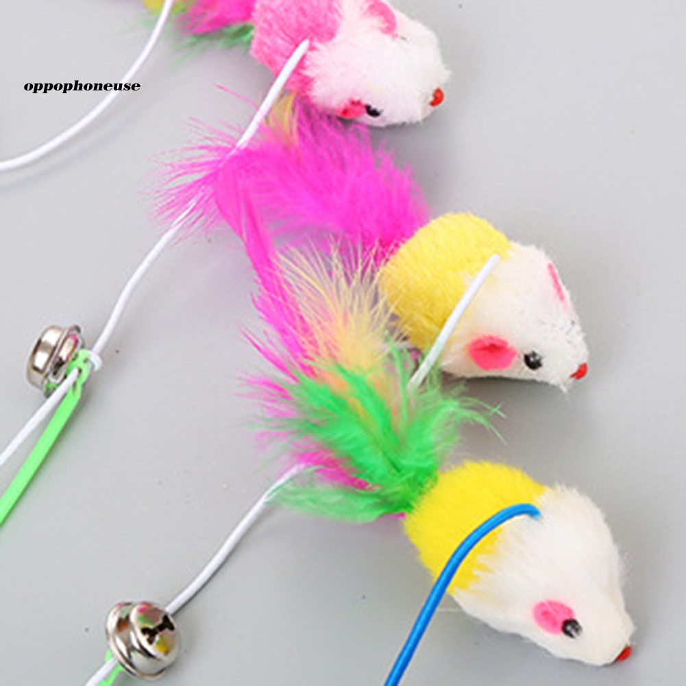 Đồ Chơi Cần Câu Đính Lông Vũ Hình Chuột Dễ Thương Cho Mèo Cưng OPPO
