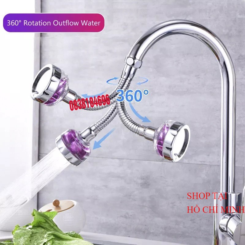 Vòi rửa chén tăng áp đầu xoay có kèm lọc nước