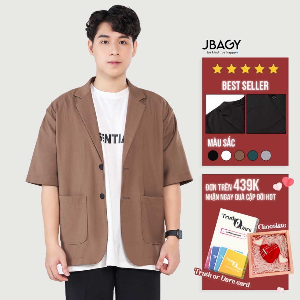 Áo blazer tay lỡ unisex phong cách Hàn Quốc, áo khoác nam form rộng vải cotton lạnh thương hiệu JBAGY - JK0102 - Hàng mớ