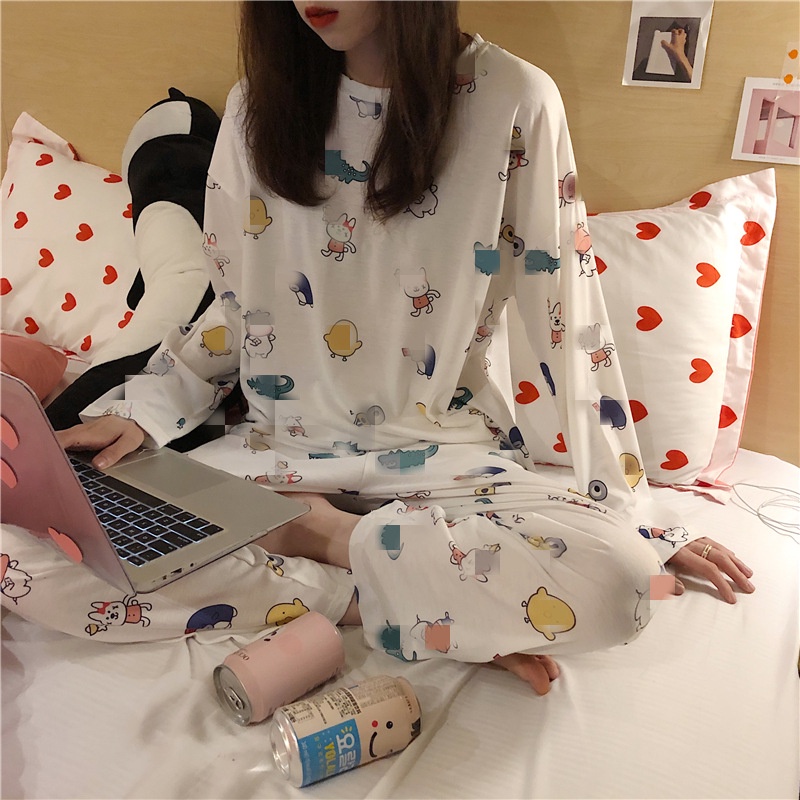 Bộ Đồ Ngủ Dài Tay In Hoạt Hình Dễ Thương-AA1058
