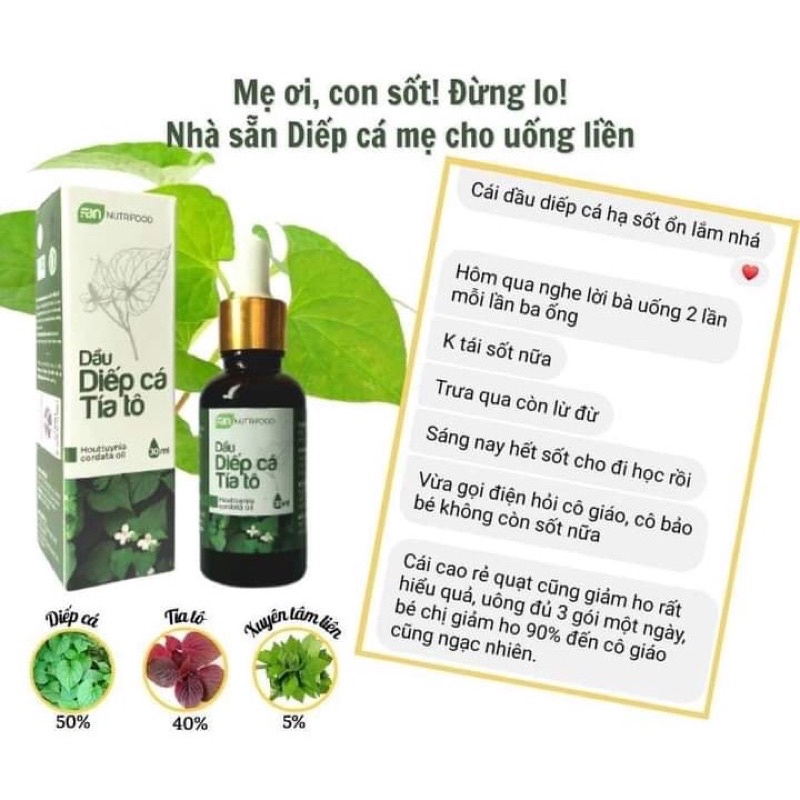 Dầu Diếp Cá và Tía Tô - 30ML Làm Mát, Tiêu Đờm, Giảm Sốt,Giải Cảm