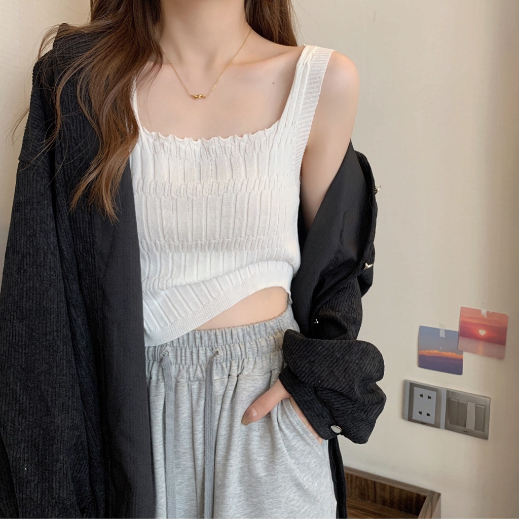 Áo Hai Dây Vải Lụa Lạnh Hở Lưng Thời Trang Mùa Hè Cho Nữ